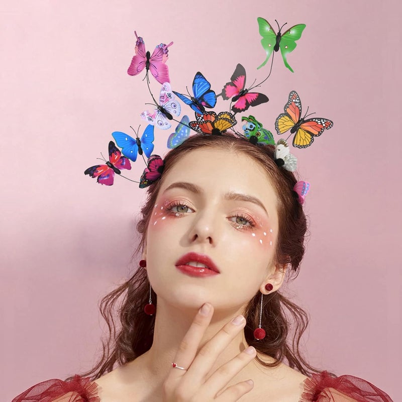 DEEKA أطواق رأس فراشة مزينة قبعة نسائية تاج رأس للفتيات والنساء - Image 4